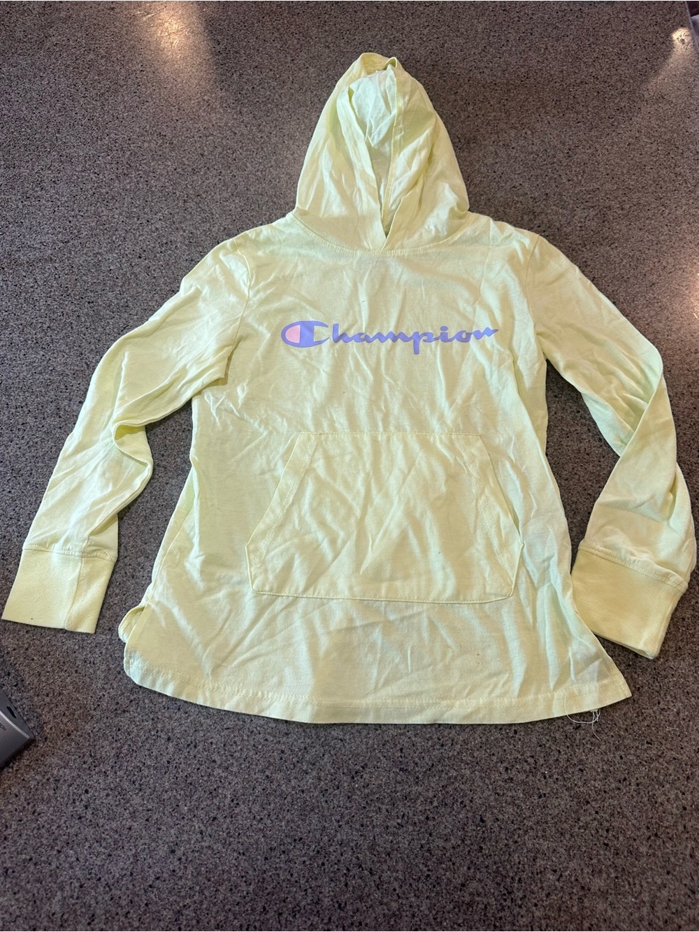 Champion Soft Pastel Yellow Hoodie with Subtle Logo